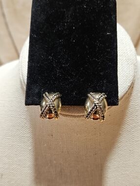 Classic Gold Crisscross Dome Clip On Earrings
